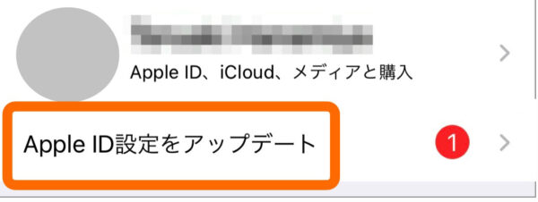 【Apple ID設定をアップデート】をタップ